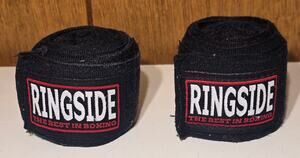 Ringside Boxing Hand Wraps Black Pair Hook Loop Training MMA Muay Thai